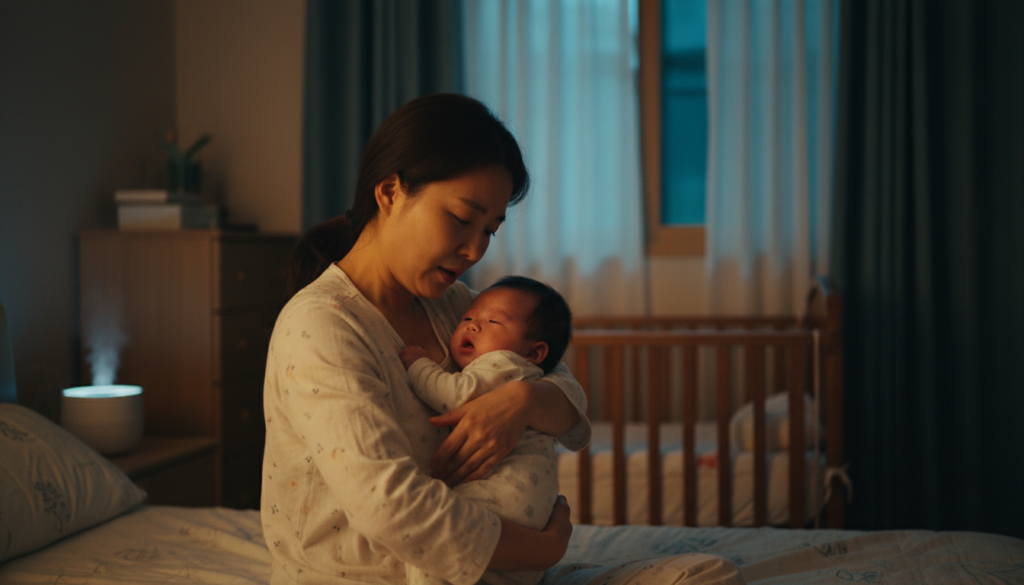 아기 코골이가 밤에 더 심해질 때, 집에서 할 수 있는 관리 기준은