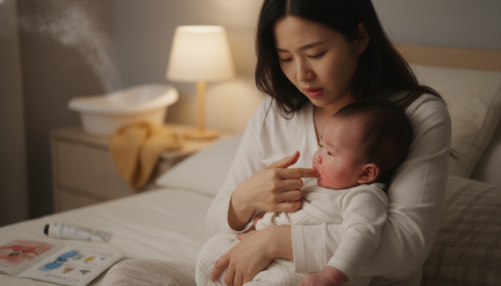 영유아 입 주변 발진이 목욕 후 심해질 때, 응급 신호는 무엇일까